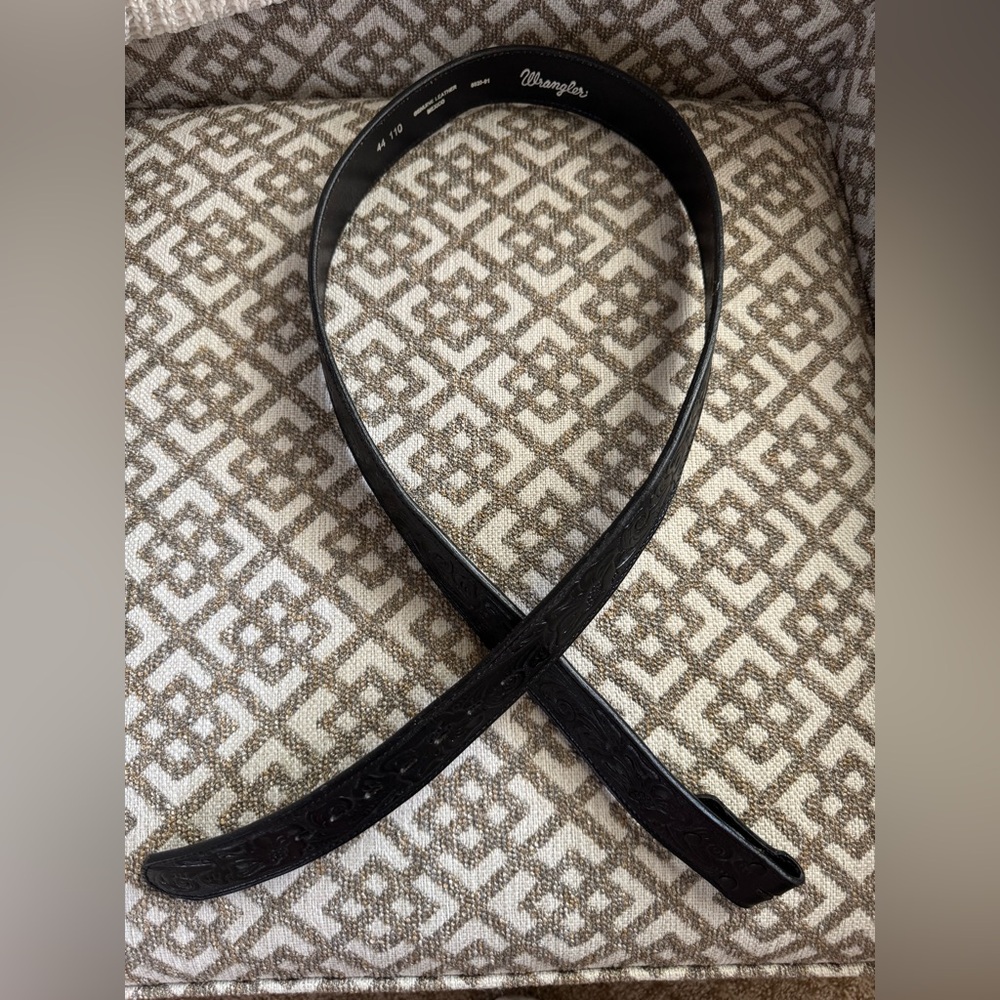 Wrangler Black Genuine Leather Belt Sz 44